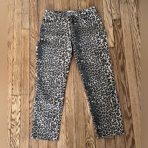 Mango Leopard Print Jeans Size 6 Mid Rise